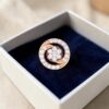 Pave 0.70 Cts Round Brilliant F/VS1 Diamonds Circle Stud Earrings 14K Rose Gold