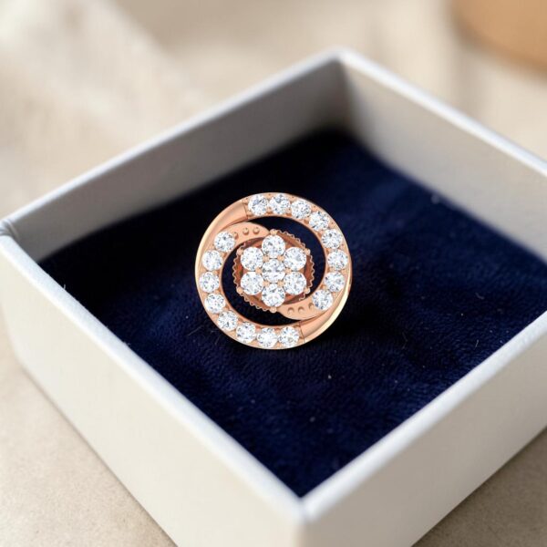 Pave 0.70 Cts Round Brilliant F/VS1 Diamonds Circle Stud Earrings 14K Rose Gold