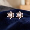 Exquisite 0.65 Cts Round Brilliant F/VS1 Diamonds Floral Stud Earrings 14K Gold
