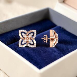 Beautiful 0.66 Cts Round Brilliant F/VS1 Diamonds Stud Earrings In 14K Rose Gold