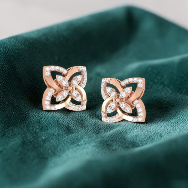 Beautiful 0.66 Cts Round Brilliant F/VS1 Diamonds Stud Earrings In 14K Rose Gold