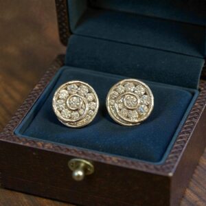 Pave 0.90 Cts Round Brilliant F/VS1 Diamonds Channel Set Stud Earrings 14K Gold