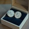 E-273 (16) Pave 0.90 Cts Round Brilliant F/VS1 Diamonds Channel Set Stud Earrings 14K Gold