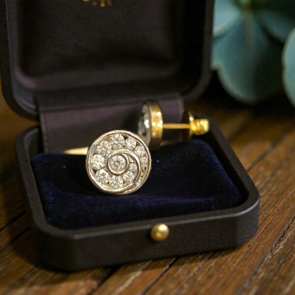 E-273 (19) Pave 0.90 Cts Round Brilliant F/VS1 Diamonds Channel Set Stud Earrings 14K Gold
