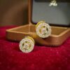 Stunning 0.25 Cts Round Brilliant F/VS1 Diamonds Halo Stud Earrings In 14K Gold