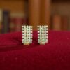 Pave 1.84 Cts Round Brilliant F/VS1 Diamonds Multi-Row Huggie Earrings 14K Gold
