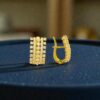 Pave 1.84 Cts Round Brilliant F/VS1 Diamonds Multi-Row Huggie Earrings 14K Gold