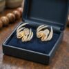 1.96 Cts Round Marquise Princess Shape F/VS1 Diamonds Stud Earrings In 14K Gold