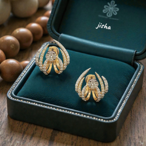 1.96 Cts Round Marquise Princess Shape F/VS1 Diamonds Stud Earrings In 14K Gold