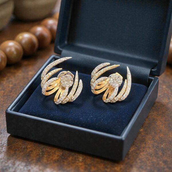 1.96 Cts Round Marquise Princess Shape F/VS1 Diamonds Stud Earrings In 14K Gold