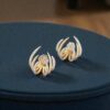 1.96 Cts Round Marquise Princess Shape F/VS1 Diamonds Stud Earrings In 14K Gold