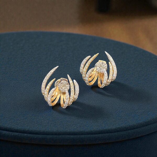 1.96 Cts Round Marquise Princess Shape F/VS1 Diamonds Stud Earrings In 14K Gold