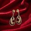 Pave 1.54 Carats Round Brilliant F/VS1 Diamonds Dangle Earrings In 14K Rose Gold