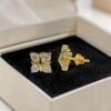 1.60 Cts 20 Pointer Round Brilliant F/VS1 Diamonds Stud Earrings 14K Yellow Gold