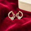 Pave 1.36 Cts Round Brilliant F/VS1 Diamonds Clip-On Hoop Earrings In 14K Gold