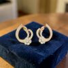 Pave 1.36 Cts Round Brilliant F/VS1 Diamonds Clip-On Hoop Earrings In 14K Gold