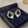 Pave 1.36 Cts Round Brilliant F/VS1 Diamonds Clip-On Hoop Earrings In 14K Gold