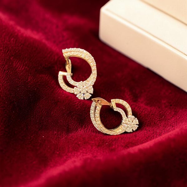 Pave 1.36 Cts Round Brilliant F/VS1 Diamonds Clip-On Hoop Earrings In 14K Gold