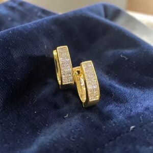 E-281 (16) Pave 1.20 Cts Princess Shape F/VS1 Diamonds Invisible Set Hoop Earrings 18K Gold