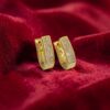 Pave 1.20 Cts Princess Shape F/VS1 Diamonds Invisible Set Hoop Earrings 18K Gold