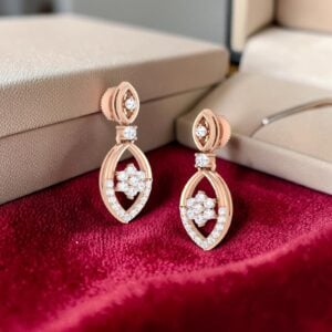 Stunning 0.80 Ct Round Brilliant F/VS1 Diamonds Dangle Earrings In 14K Rose Gold
