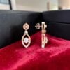 E-283 (7) Stunning 0.80 Ct Round Brilliant F/VS1 Diamonds Dangle Earrings In 14K Rose Gold