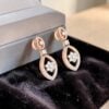 E-283 (8) Stunning 0.80 Ct Round Brilliant F/VS1 Diamonds Dangle Earrings In 14K Rose Gold