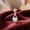 E-284 (8) Pave 0.98 Carats Round Brilliant F/VS1 Diamonds Dangle Earrings In 14K Rose Gold