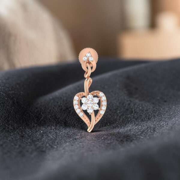 Classy 0.66 Cts Round Brilliant F/VS1 Diamonds Heart Dangle Earrings In 14K Gold