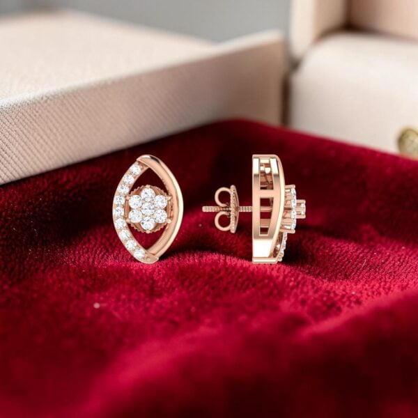 Beautiful 1/2 Cts Round Brilliant F/VS1 Diamonds Stud Earrings In 14K Rose Gold