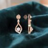 Pave 0.72 Cts Round Brilliant F/VS1 Diamonds Dangle Earrings In 14K Rose Gold