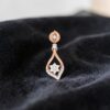 Pave 0.72 Cts Round Brilliant F/VS1 Diamonds Dangle Earrings In 14K Rose Gold