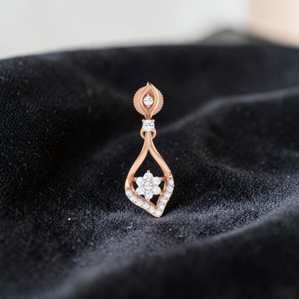 Pave 0.72 Cts Round Brilliant F/VS1 Diamonds Dangle Earrings In 14K Rose Gold