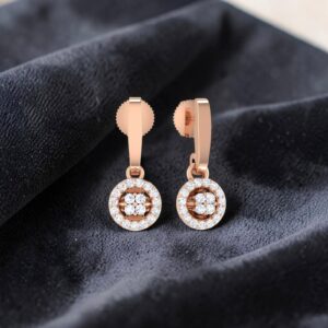 Home 12 Stunning 0.86 Cts Round Brilliant F/VS1 Diamonds Halo Drop Earrings In 14K Gold