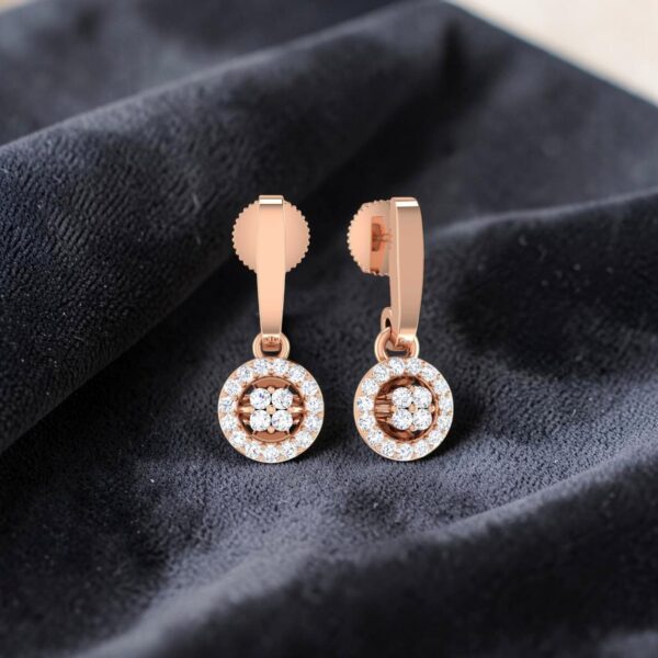 Stunning 0.86 Cts Round Brilliant F/VS1 Diamonds Halo Drop Earrings In 14K Gold