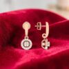 Stunning 0.86 Cts Round Brilliant F/VS1 Diamonds Halo Drop Earrings In 14K Gold