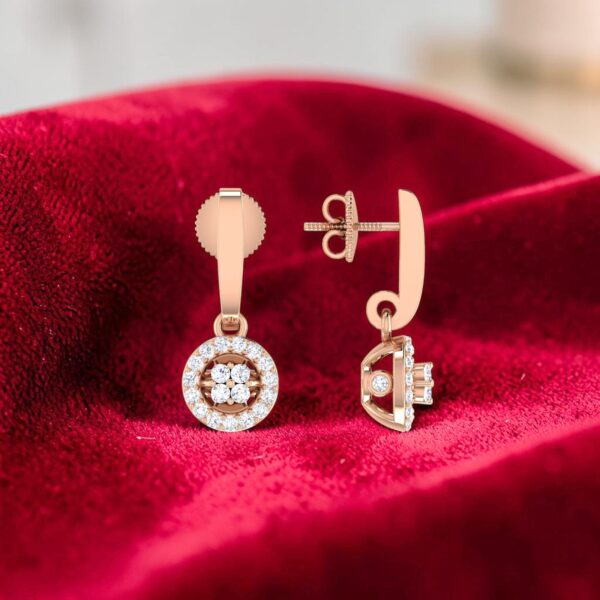 Stunning 0.86 Cts Round Brilliant F/VS1 Diamonds Halo Drop Earrings In 14K Gold
