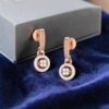 Stunning 0.86 Cts Round Brilliant F/VS1 Diamonds Halo Drop Earrings In 14K Gold