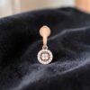Stunning 0.86 Cts Round Brilliant F/VS1 Diamonds Halo Drop Earrings In 14K Gold