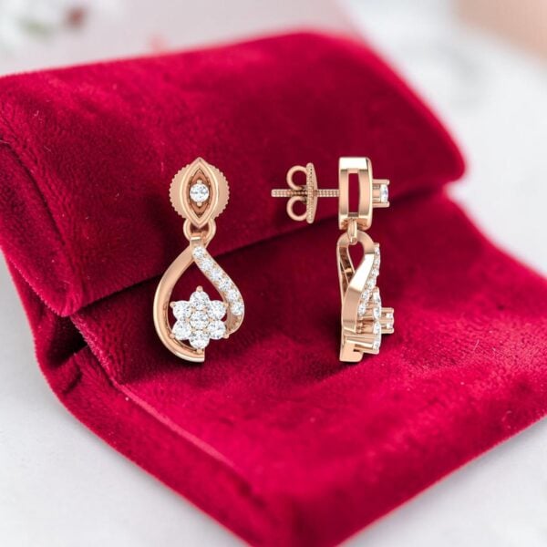 Classy 0.68 Cts Round Brilliant F/VS1 Diamonds Dangle Earrings In 14K Rose Gold