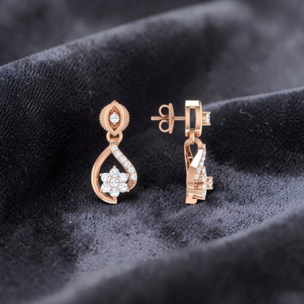 Classy 0.68 Cts Round Brilliant F/VS1 Diamonds Dangle Earrings In 14K Rose Gold