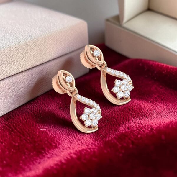 Classy 0.68 Cts Round Brilliant F/VS1 Diamonds Dangle Earrings In 14K Rose Gold