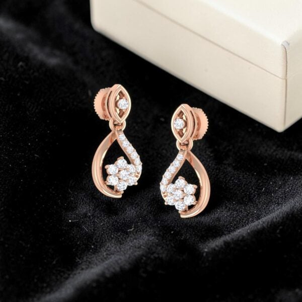 Classy 0.68 Cts Round Brilliant F/VS1 Diamonds Dangle Earrings In 14K Rose Gold
