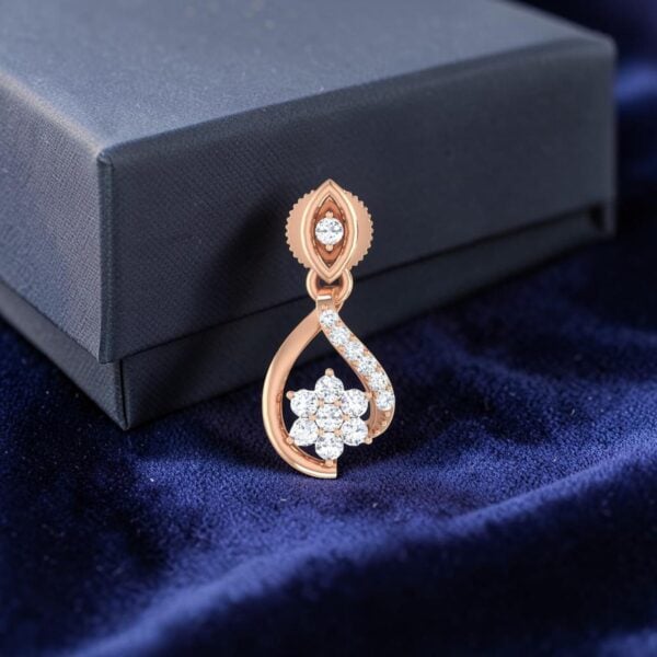 Classy 0.68 Cts Round Brilliant F/VS1 Diamonds Dangle Earrings In 14K Rose Gold