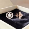 Pave 0.90 Cts Round Brilliant F/VS1 Diamonds Halo Stud Earrings In 14K Rose Gold