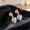 1.10 Cts Round Brilliant F/VS1 Diamonds Heart Dangle Earrings In 14K Rose Gold