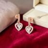 1.10 Cts Round Brilliant F/VS1 Diamonds Heart Dangle Earrings In 14K Rose Gold