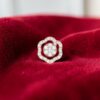 Pave 1.24 Cts Round Brilliant F/VS1 Diamonds Stud Earrings In Fine 14K Rose Gold