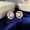 Pave 1.24 Cts Round Brilliant F/VS1 Diamonds Stud Earrings In Fine 14K Rose Gold
