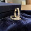 Pave 0.28 Cts Round Brilliant F/VS1 Diamonds Petite Hoop Earrings 18K White Gold